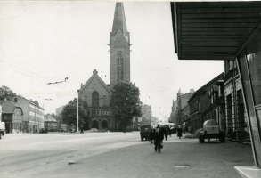 Jaunā Sv. Ģertrūdes baznīca, 1950. gadi.  
Attēls no Latvijas Nacionālās biblotēkas fondiem.