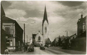 Jaunā Sv. Ģertrūdes baznīca, 1930. gadi.
Attēls no Latvijas Nacionālās bibliotēkas fondiem.
