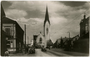 Jaunā Sv. Ģertrūdes baznīca, 1930. gadi. Attēls no Latvijas Nacionālās bibliotēkas fondiem.