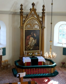 Altāra glezna - Puzenieku muižas īpašnieka fon Grotusa dāvinātā gleznas „Kristus noņemšana no krusta” kopija